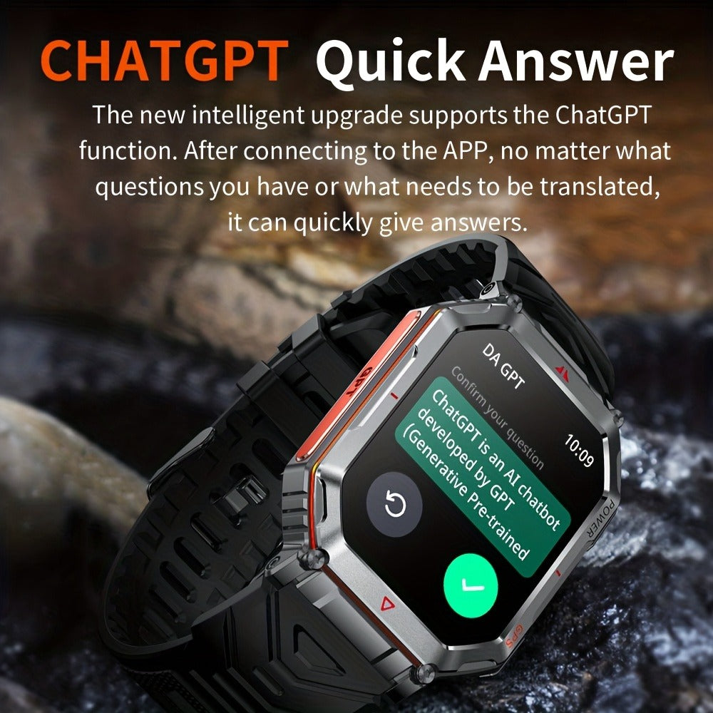 Smartwatch for Men with GPS, IPX8 Rating, Altimeter, Barometer, Compass and LED Flashlight