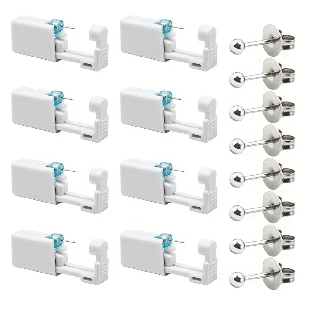 Ear Piercing Kit, 8 PCS Disposable Self Piercing Gun with 316 Stainless Steel Earrings for Entryways, Bedrooms and Living Spaces
