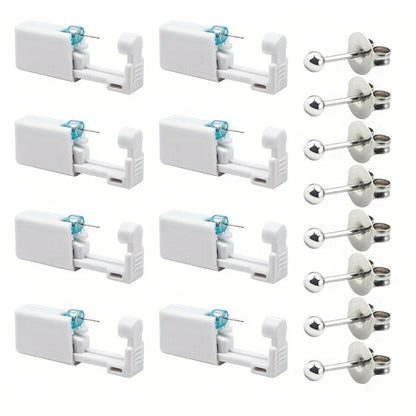 Ear Piercing Kit, 8 PCS Disposable Self Piercing Gun with 316 Stainless Steel Earrings for Entryways, Bedrooms and Living Spaces