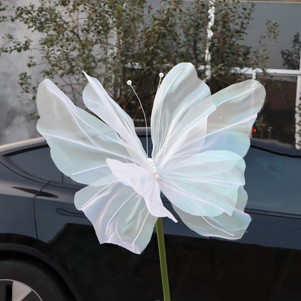 3D Artificial Butterfly Decorations 2pcs – Realistic Featherless Fake Butterflies for Wedding, Home, Garden & Party Decor | No Electricity