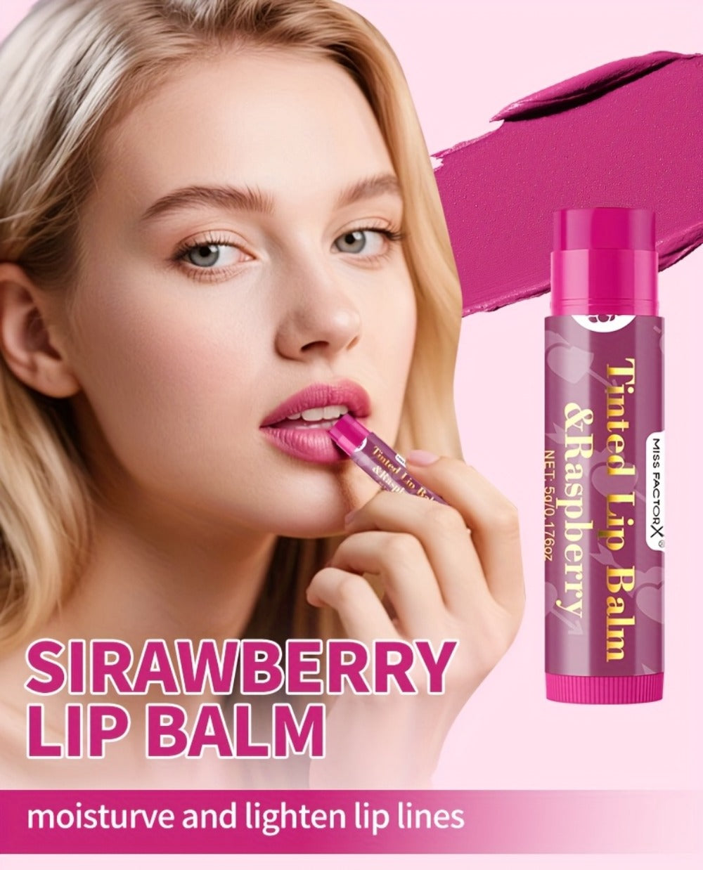 MISS FACTOR 30-Piece Tinted Lip Balm Set with Capped Tubes Organized into Six Color Groups