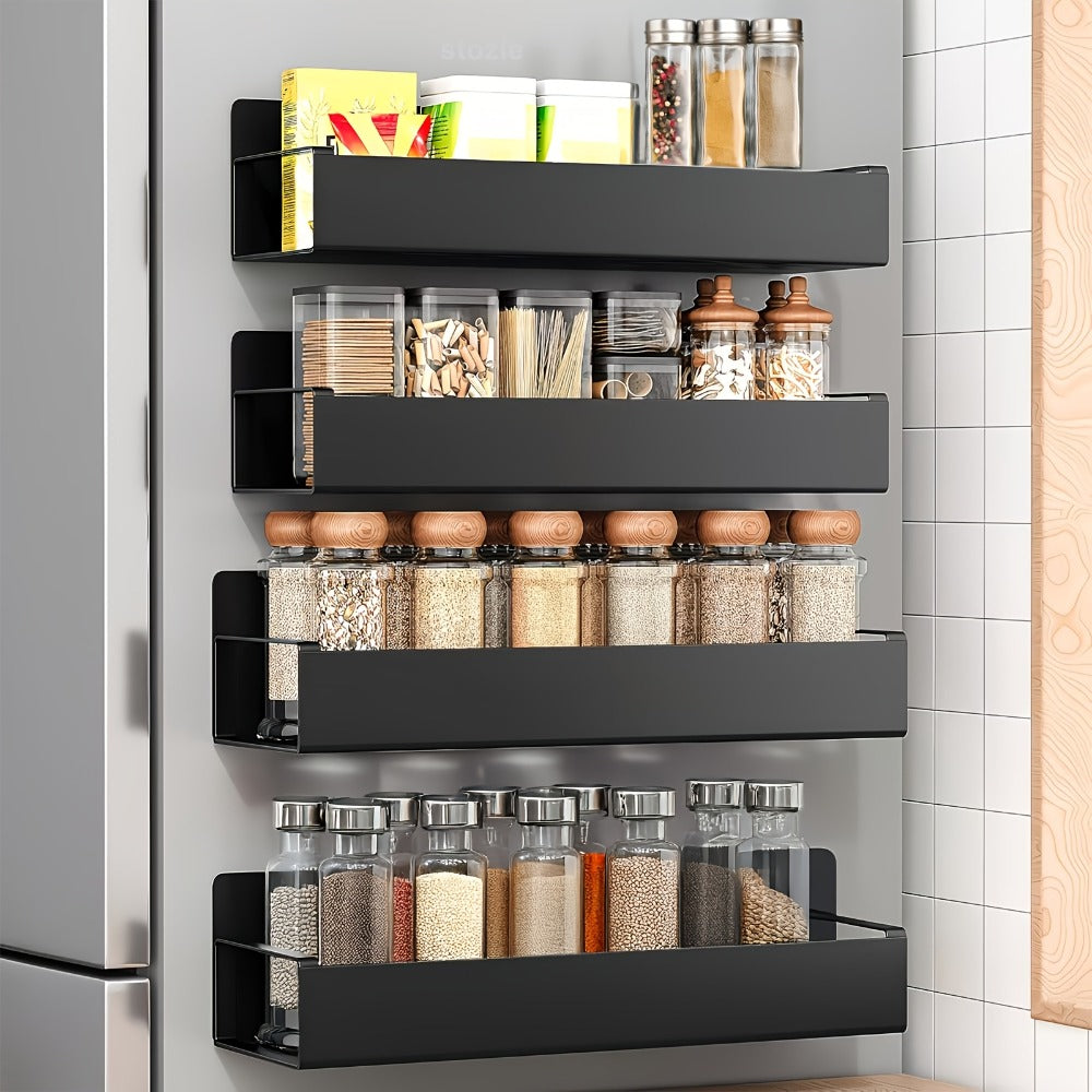 Magnetic Storage Box Organizer for Refrigerator, Washing Machine & Coffee Machine – Strong Magnetic Adsorption No-Drill Spice Rack & Kitchen