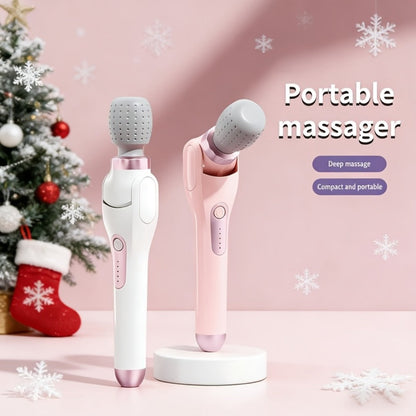 Electric Handheld Massager 180° Foldable Massage Stick, 5-Speed Vibration USB Rechargeable Rotating Head