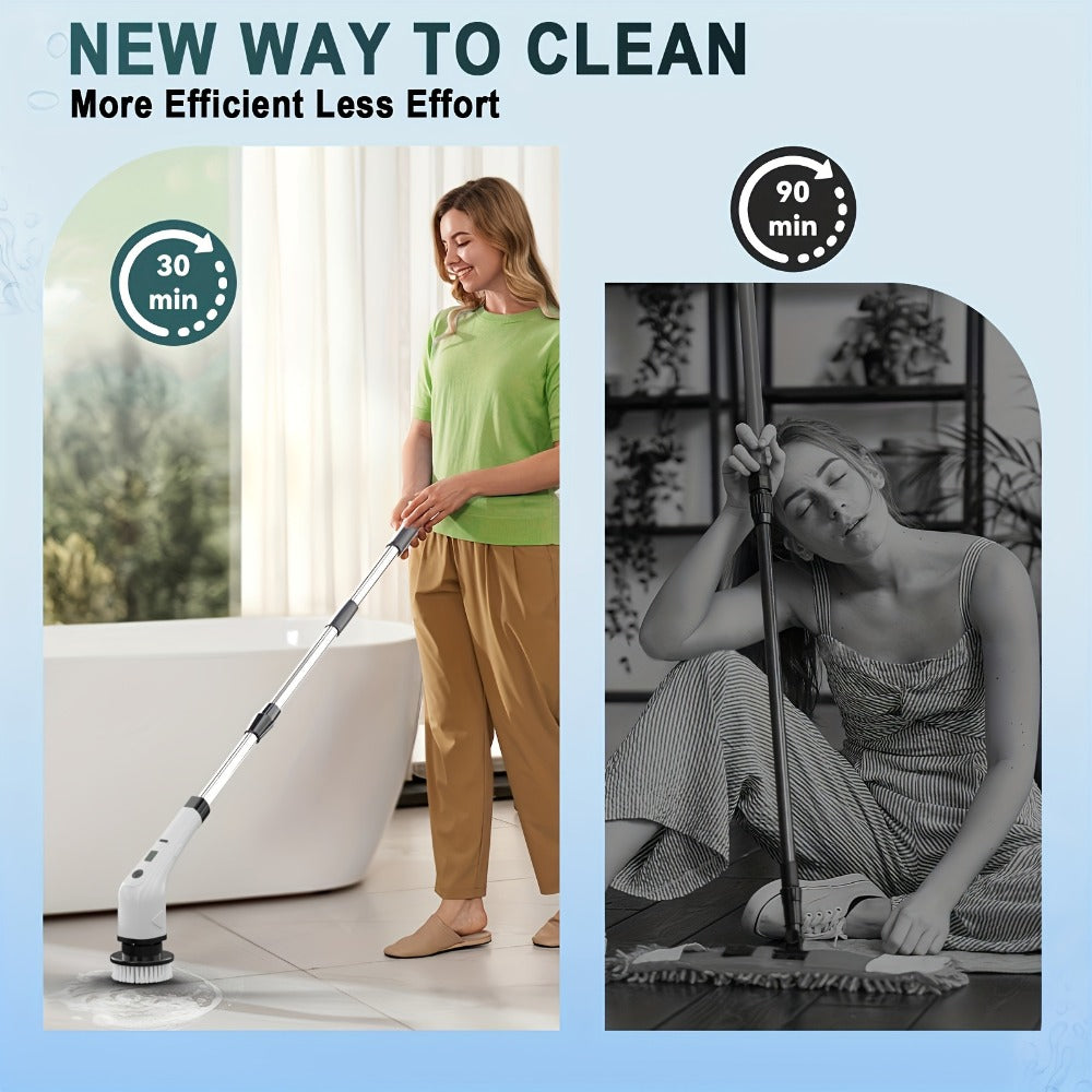 Telescopic Electric Cleaning Brush with Long Handle, 7-in-1 & 14-in-1 Multifunctional Power Scrubber Kit