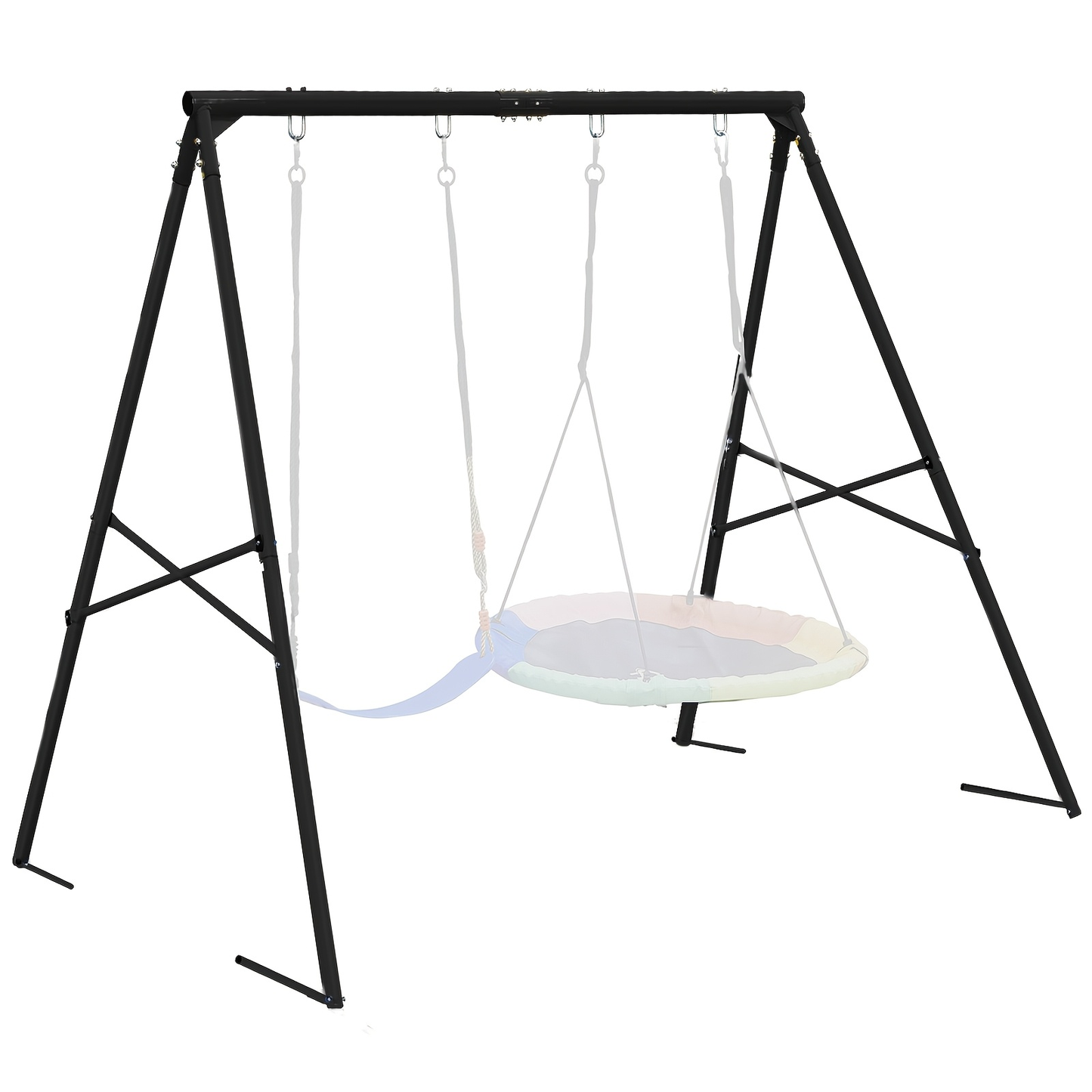Heavy Duty Swing Set Frame – Full Steel A-Frame Outdoor Swing Stand with Ground Stakes, Supports 2 Swings & Up to 550 LBS
