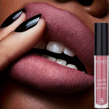 Bear Lip Glaze Set 3 Colors, Cute Bear Packaging Velvet Matte Waterproof Liquid Lipstick in Brown Pink & Red
