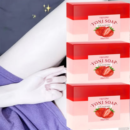 Strawberry Intimate Soap for Women 3-Pack – pH-Balanced Feminine Wash Bar for Gentle Intimate & Body Cleansing | Moisturizing Sensitive Skin