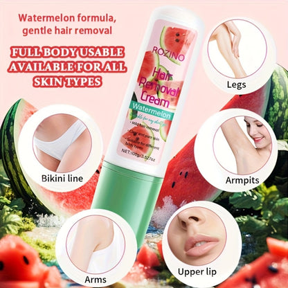 Hair Removal Cream ROZINO 100g Watermelon Roll-On Bottle with Carton for External Body Grooming