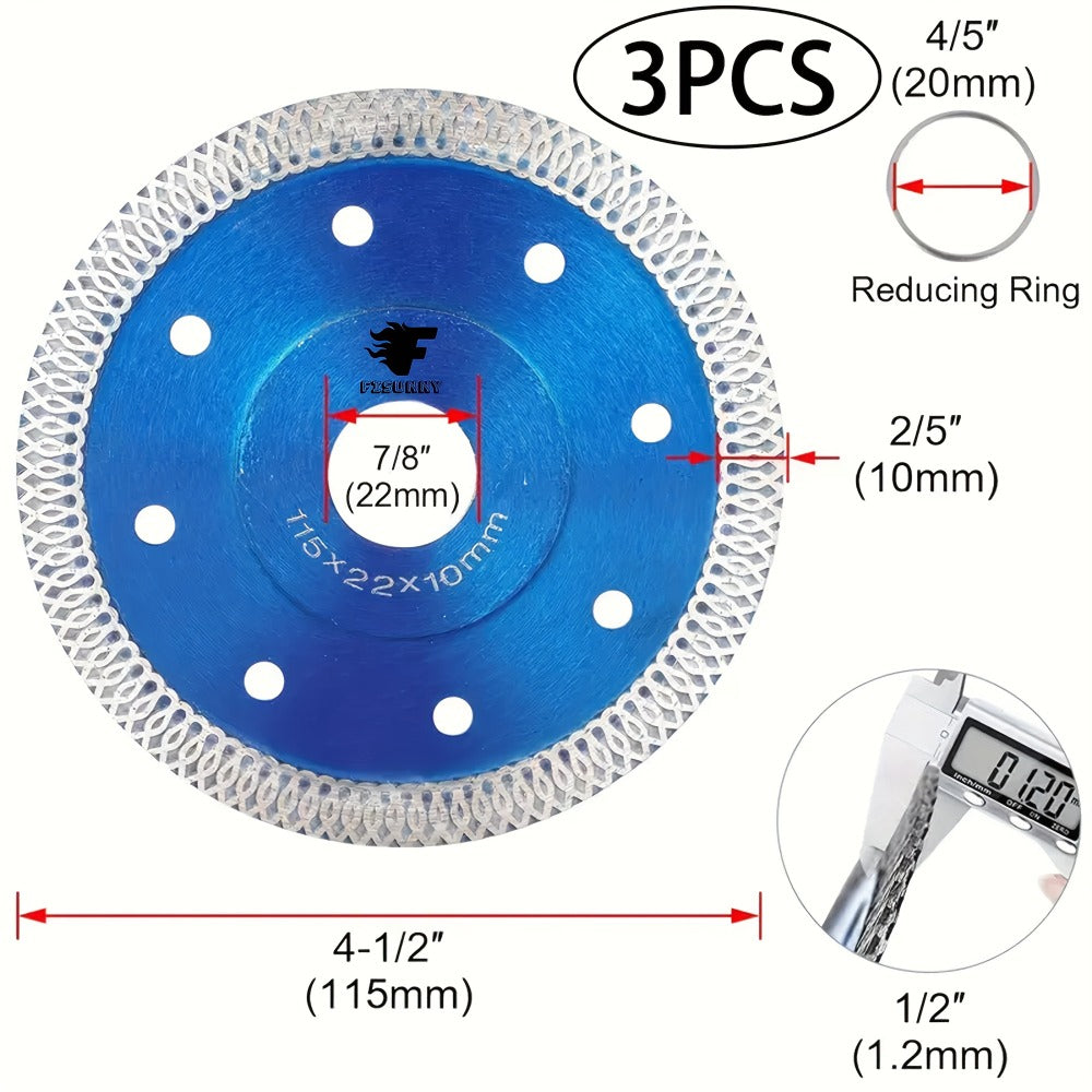 Diamond Saw Blade 4-1/2 Inch 3-Pack X-Teeth Ultra Thin Dry Wet Cut for Porcelain Ceramic Tile for an Everyday Personal Care Routine