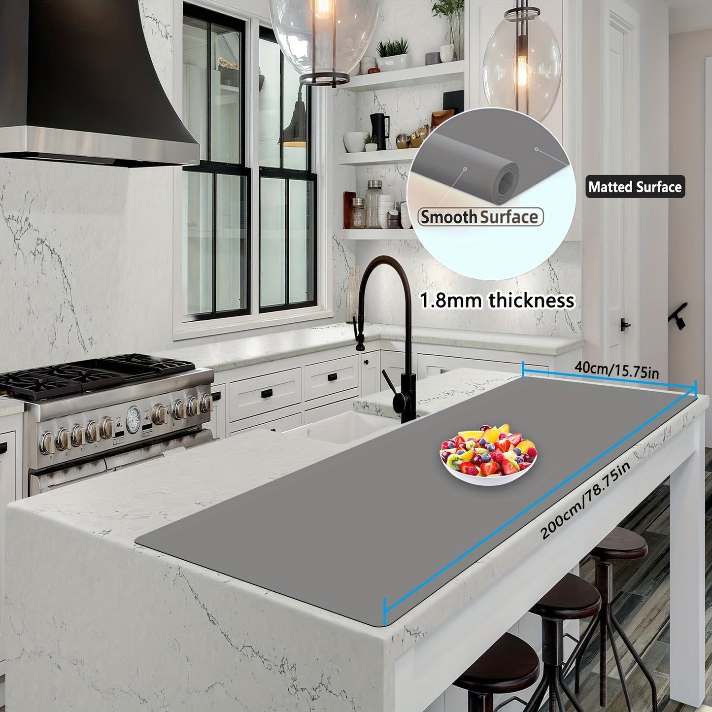 Extra Large Silicone Mat for Kitchen Counter, Heat Resistant Countertop Protector, Nonstick Craft Mat & Placemat