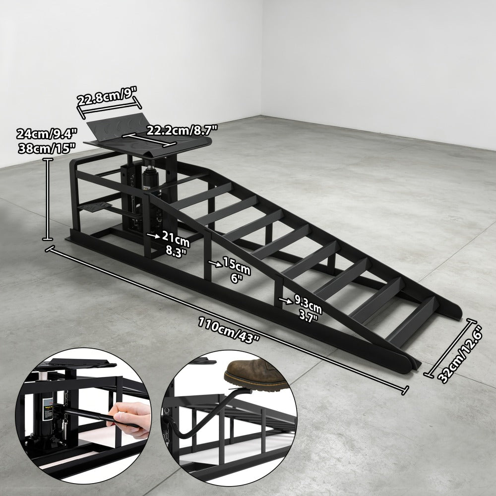 Hydraulic Car Ramps 2-Pack 5T High Lift Vehicle Wheel Ramps for Oil Change Tire Service for Entryways, Bedrooms and Living Spaces