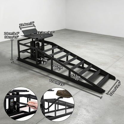Hydraulic Car Ramps 2-Pack 5T High Lift Vehicle Wheel Ramps for Oil Change Tire Service for Entryways, Bedrooms and Living Spaces