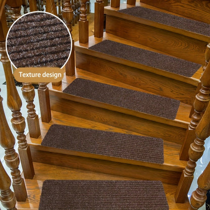 Stair Treads 15pcs 8"x30" Self-Adhesive Carpet Pads for Wooden Steps, Polyester Indoor Stair Mats for Safety