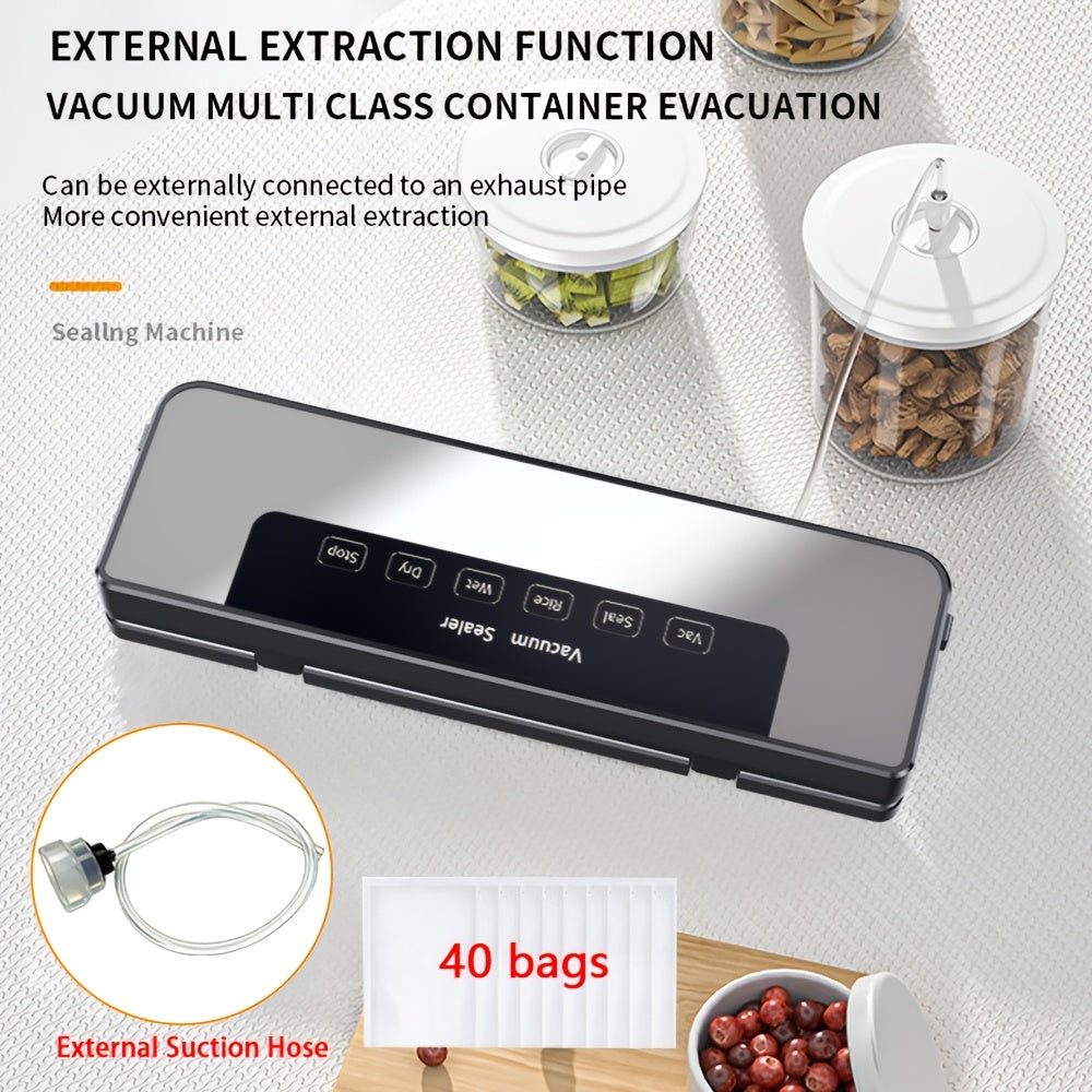 65KPa Countertop Vacuum Sealer with Wet and Dry Modes, External Hose, 40 Bags and 30cm Sealing Width