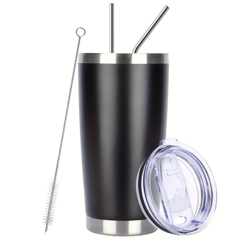 Stainless Steel Insulated Tumblers with Lid and Straw Bulk 20oz 304 Double Wall Vacuum Travel Mug for Hot Iced Coffee Drinks Water Cup Set