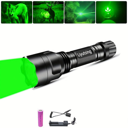 Flashlight Red, Green or White Hunting Light with Remote Switch, 18650 Battery and Mount Options