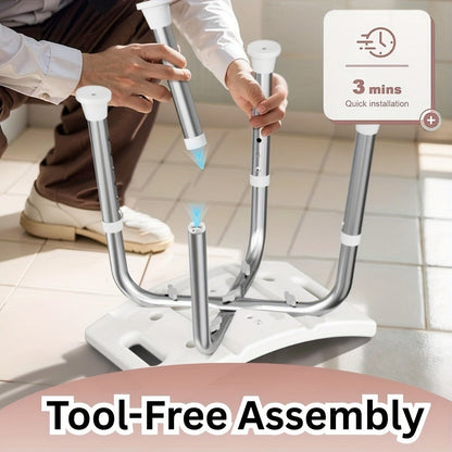 Aluminum Shower Chair 6-Level Adjustable Height Bath Stool Extra Wide Seat Tool-Free Assembly for Entryways, Bedrooms and Living Spaces