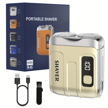 Electric Shaver Mini Dual Floating Blade Razor with USB Rechargeable Power and Digital LED Display in Black