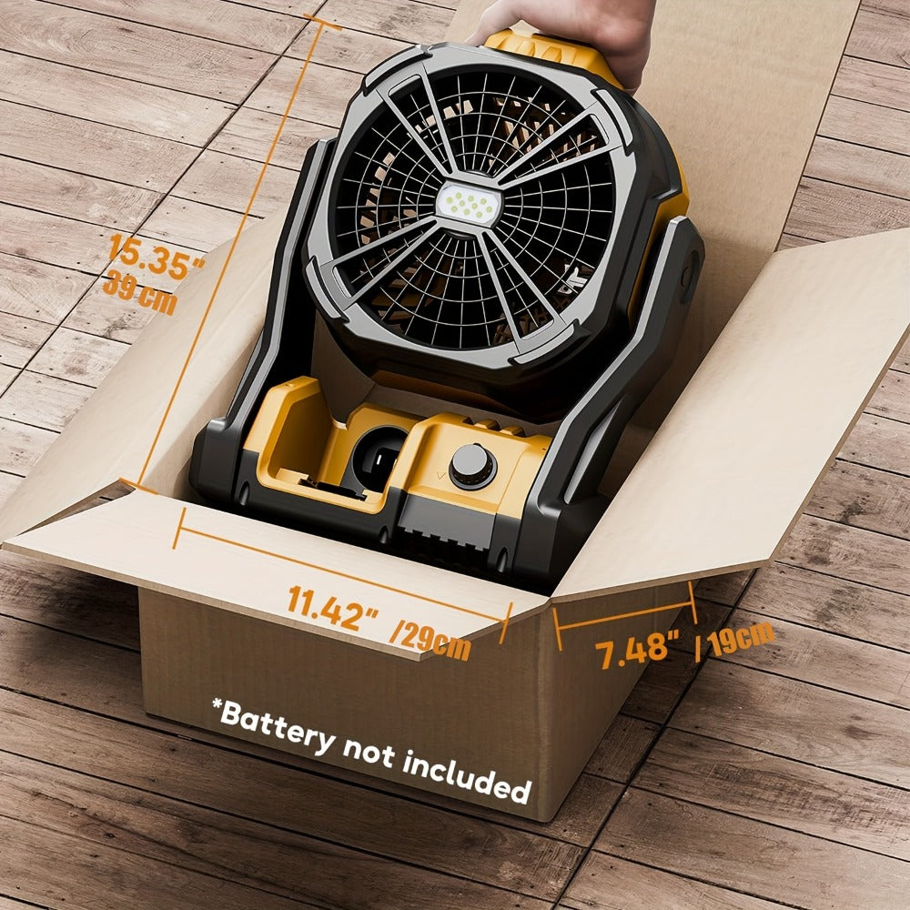 Cordless Jobsite Fan Compatible with DeWalt 20V Max Battery, LED Light Auto Oscillating 180° Tilt Adjustable Speed
