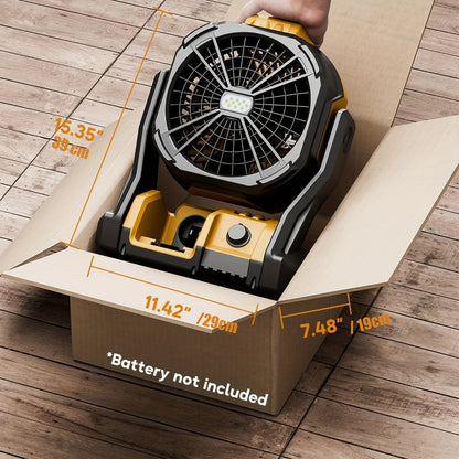 Cordless Jobsite Fan Compatible with DeWalt 20V Max Battery, LED Light Auto Oscillating 180° Tilt Adjustable Speed