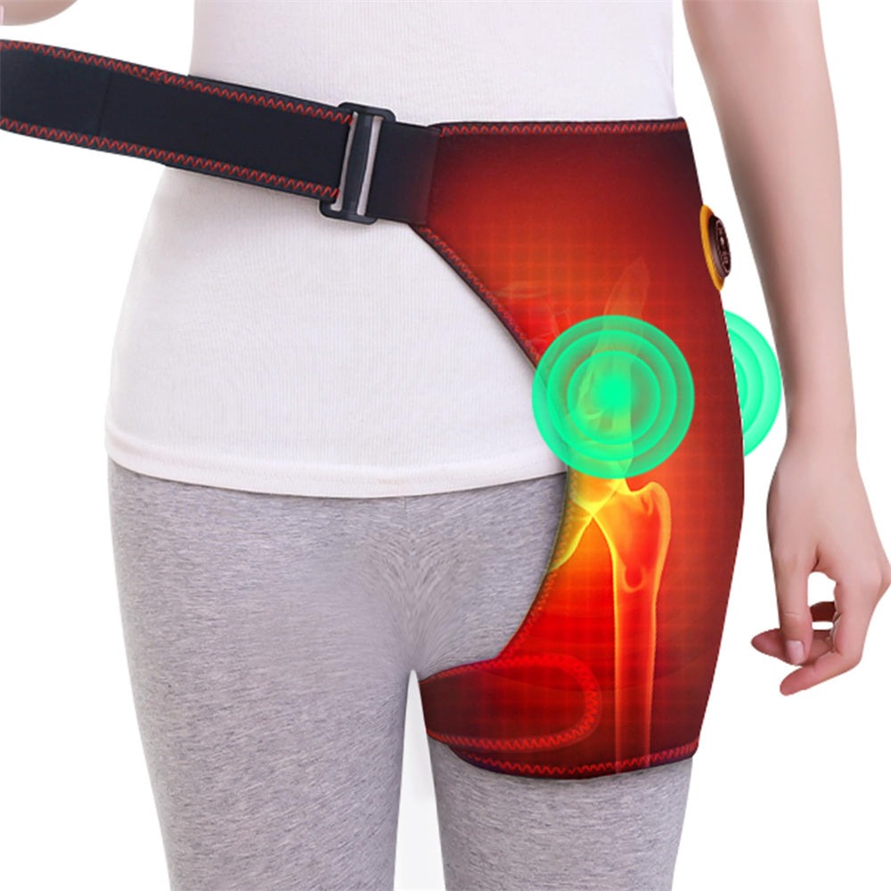Heated Hip Brace Massager USB Electric for Men & Women - 3 Vibration & 3 Heat Settings Hip Thigh Support Wrap with Heating Pad
