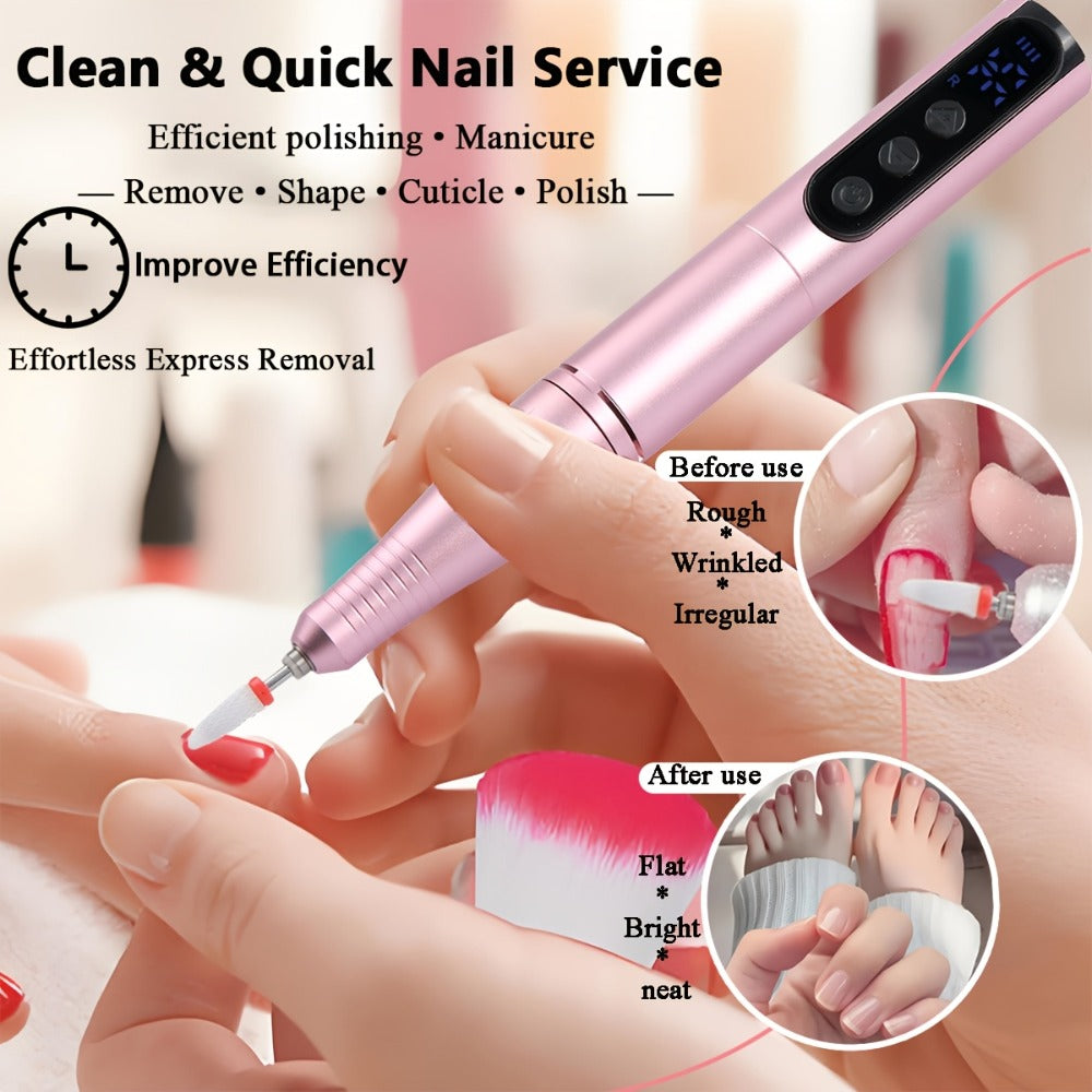 Electric Nail Drill 35000 RPM USB Rechargeable Pen with Digital Display and Three Color Options