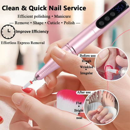 Electric Nail Drill 35000 RPM USB Rechargeable Pen with Digital Display and Three Color Options