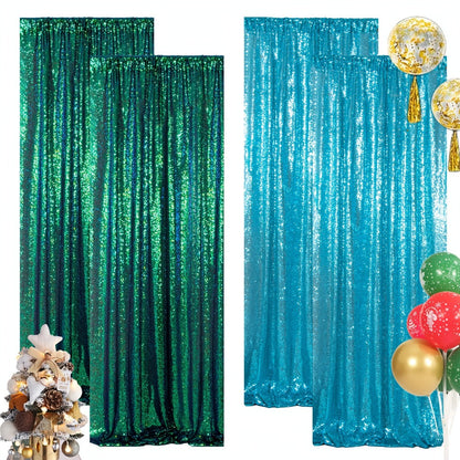 Sequin Backdrop Curtain for Party Wedding – 4x8ft Shimmering Glitter Curtain for Birthday Photo Booth Stage Decoration, Easy Hang