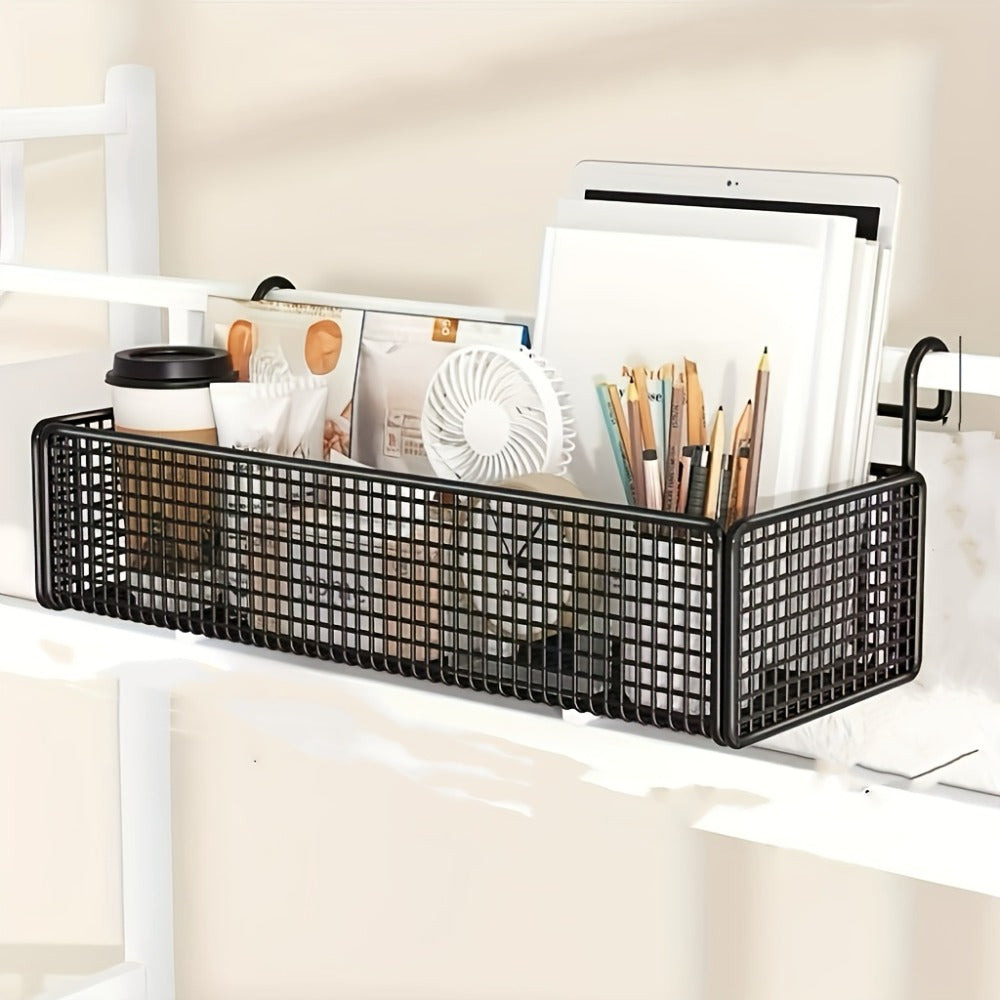 Over Door Hanging Basket Storage Rack - Woven Mesh Metal Organizer Shelf for Bedroom Dorm Wardrobe Closet