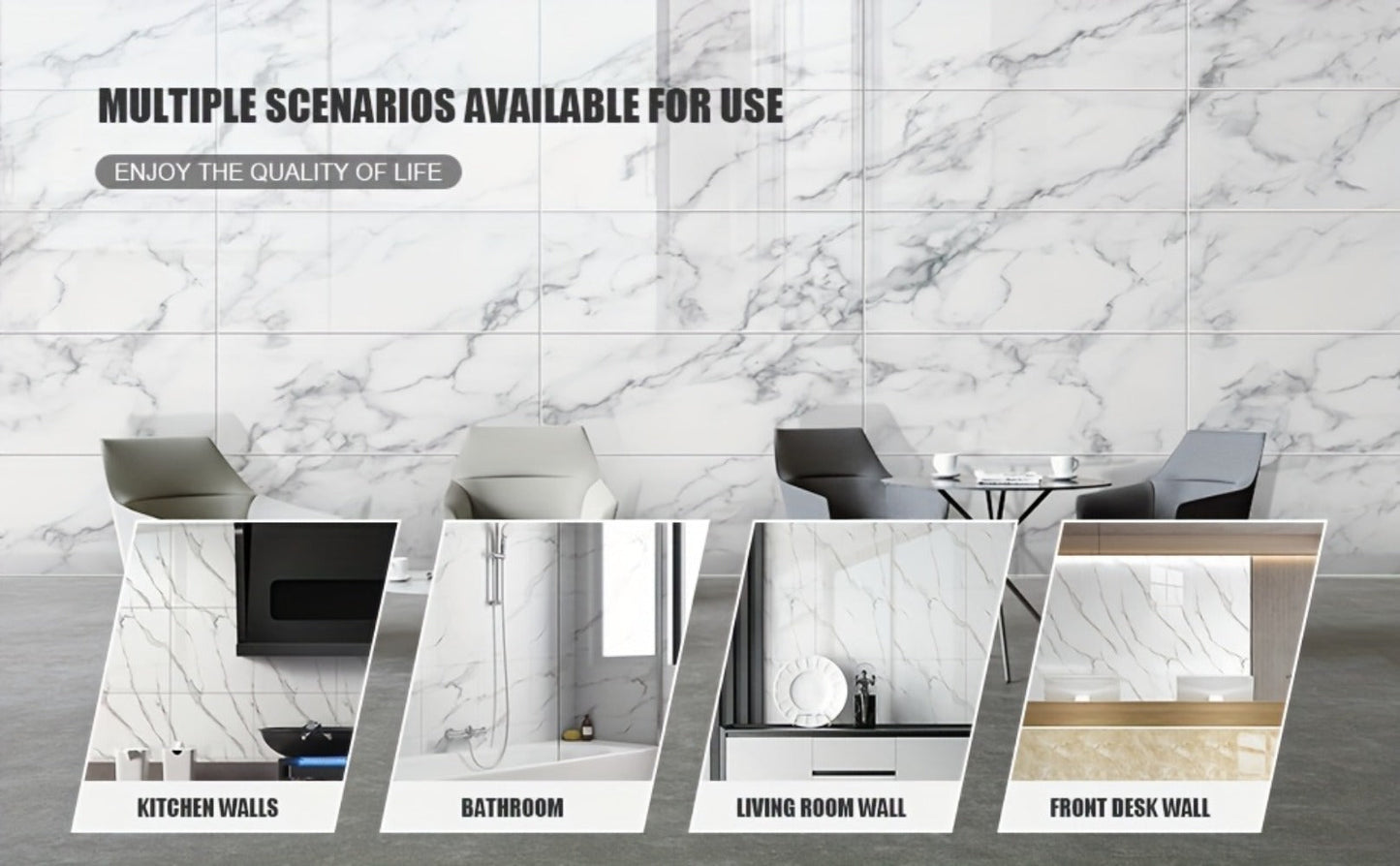 Peel and Stick Wall Panels Marble Pattern Self-Adhesive PVC Wall Tiles Backsplash Stickers for Entryways, Bedrooms and Living Spaces