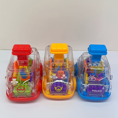 Gear Toy Cars for Toddlers 3-Pack, Transparent Body See-Through Gear Mechanism Push-and-Go Vehicle Set