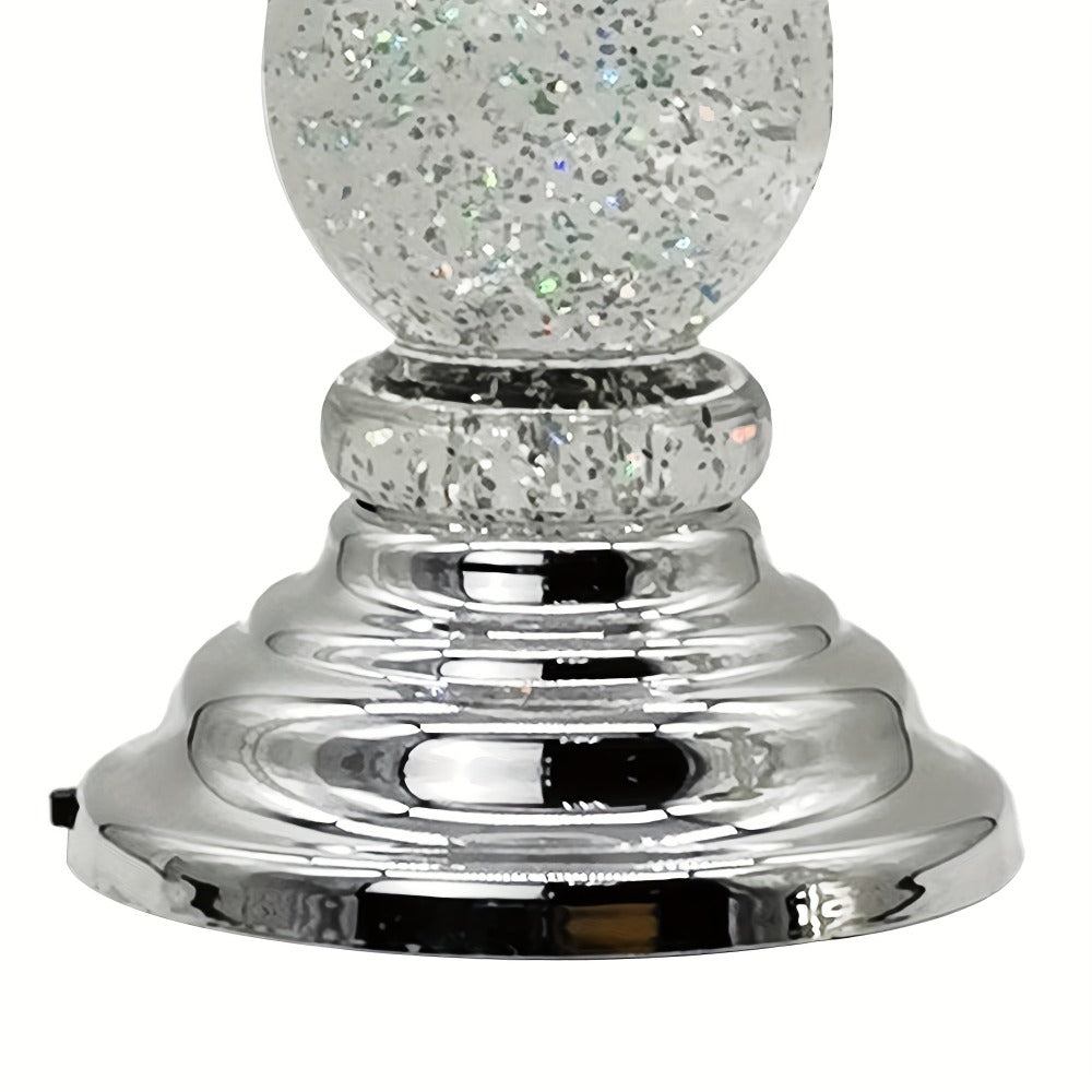 LED Swirling Candle Holder with On/Off Switch – Polished Acrylic Pedestal Base Fits 3-Wick Candles Up to 4 Inch Silver Gold Centerpiece