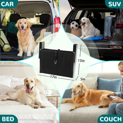 Dog Ramp for Cars Portable Folding Pet Stairs for SUV Trucks & Large Dogs – Non-Slip Surface Reinforced Steps Supports Up to 200 lb