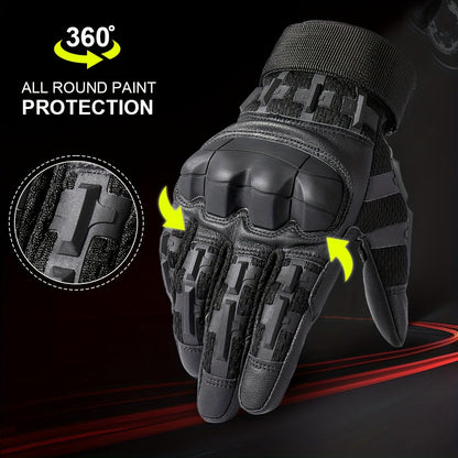 Tactical Full Finger Gloves with Touchscreen Compatibility – Camouflage Motorcycle Riding Gloves for Men Women, Anti-Slip Wear-Resistant