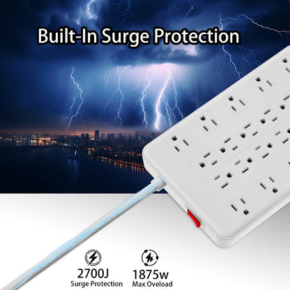 Surge Protector Power Strip with USB C Ports 22 AC Outlets 5 USB Ports - 6ft Flat Plug Extension for an Everyday Personal Care Routine