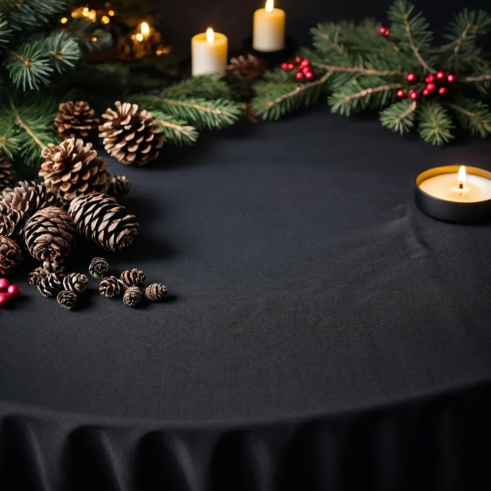 120 Inch Round Tablecloth Bulk Pack – Wrinkle-Free Table Cover for Wedding, Party, Christmas & Halloween, Black or White (6/12/18 Pack)