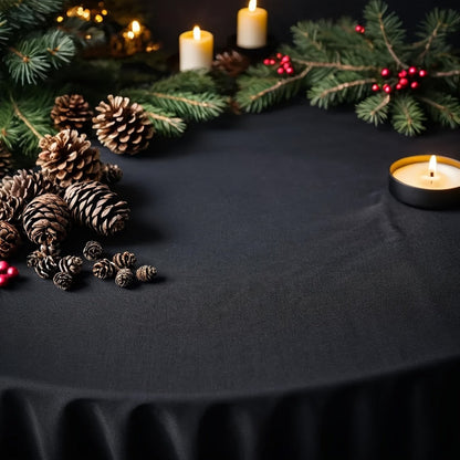 120 Inch Round Tablecloth Bulk Pack – Wrinkle-Free Table Cover for Wedding, Party, Christmas & Halloween, Black or White (6/12/18 Pack)