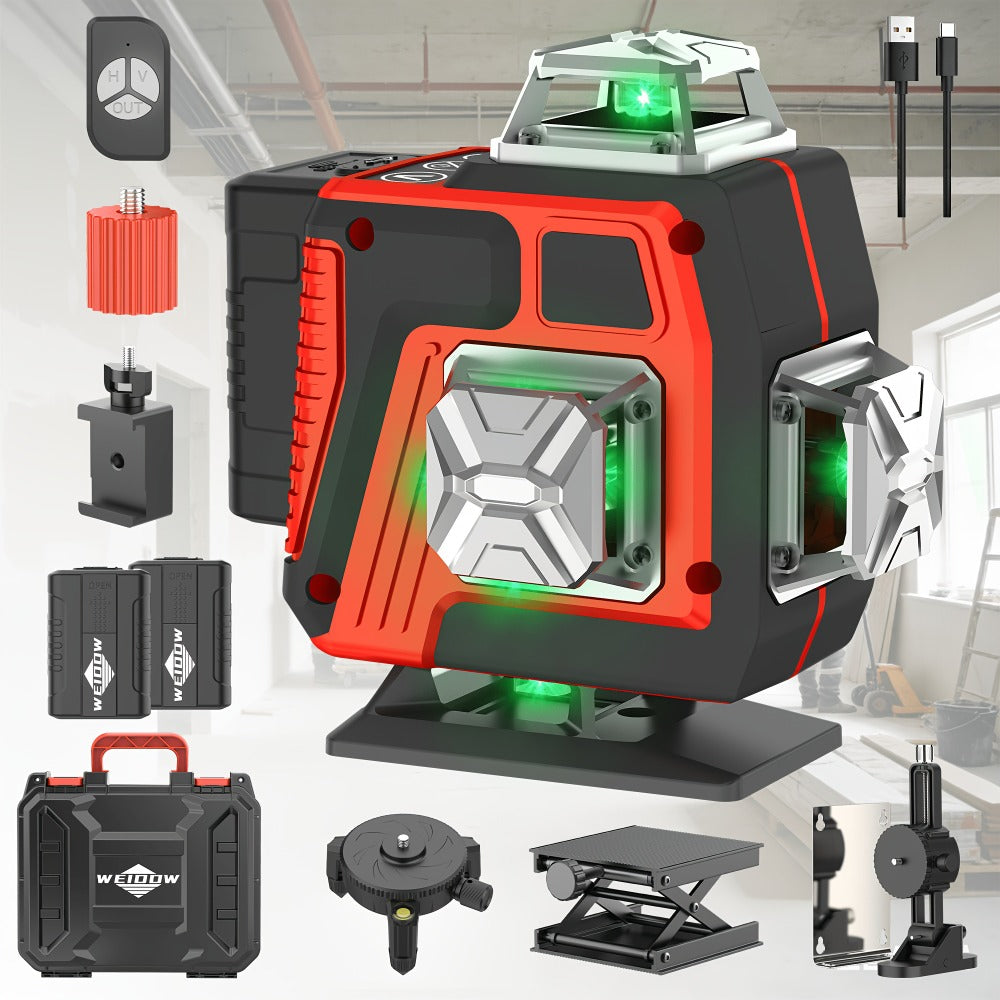 Laser Level 16 Line 4D Green Self-Leveling with Tripod 360 Degree Rotary Cross Line High for Entryways, Bedrooms and Living Spaces