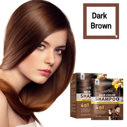 3-in-1 Hair Color Shampoo 10-Pack Single-Use Sachets Natural Dye Deep Cleansing Gel for Bath Time, Home Spa and Personal Care