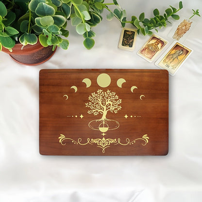 Crystal Display Stand Wooden Divining Table for Meditation Altar Witchcraft Decor - Bohemian Spiritual Tabletop Organizer for Crystals