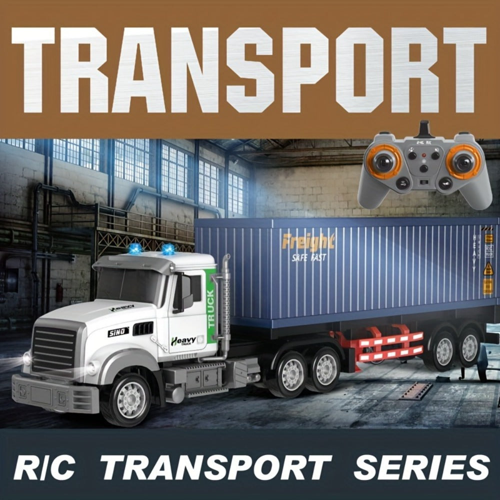 RC Container Semi Truck 1:24 Scale 23.6-Inch Extra Large, 2.4G 100ft Range, Load Cargo, USB Rechargeable
