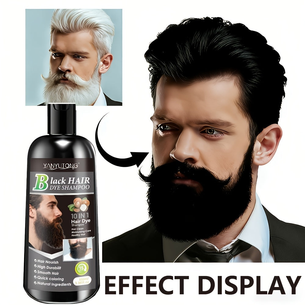 Color Shampoo for Beard & Hair, Natural Plant Dye Formula, Ammonia-Free Quick Gray Coverage