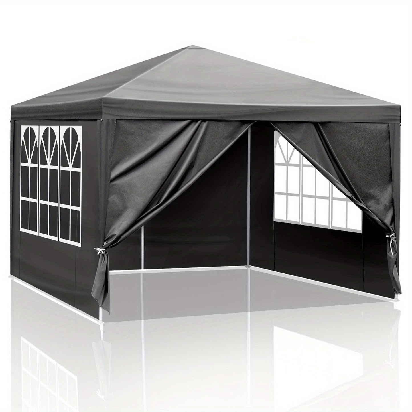 10x10ft White Party Canopy Tent with No Sidewalls, Three Sidewalls or Four Sidewall Configuration Options