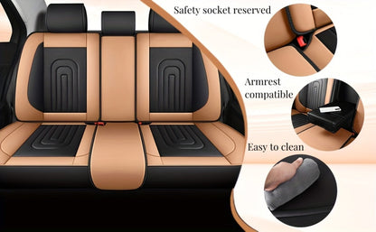 Contoured Front Car Seat Cushion Covers with Headrest Pads in Four Two-Tone Color Option Sets