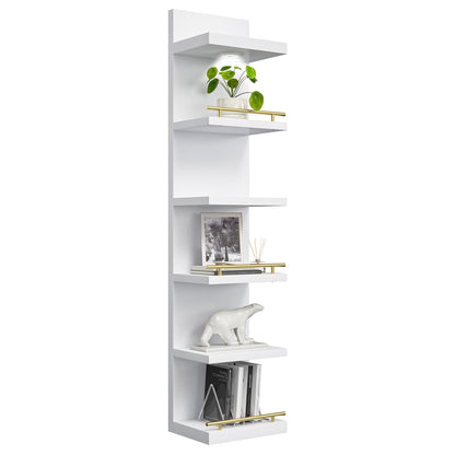 Floating Wall Shelves with LED Light - 6 & 8 Tier Wall Mounted Display Shelf Unit with Anti-Slip Rails for Bedroom