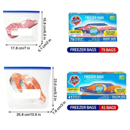 Freezer Storage Bags Resealable, Sturdy Bulk Food Storage Bags with Easy-Open Tabs for Freezer & Refrigerator