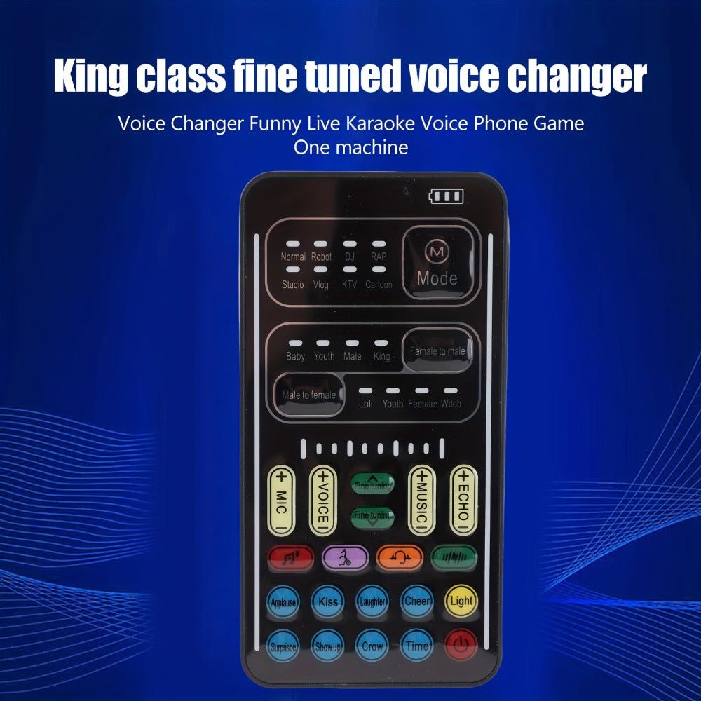 Voice Changer Sound Card with 8 Voice Effects & LED Lights, Portable Live Sound Board for PS4, PS5