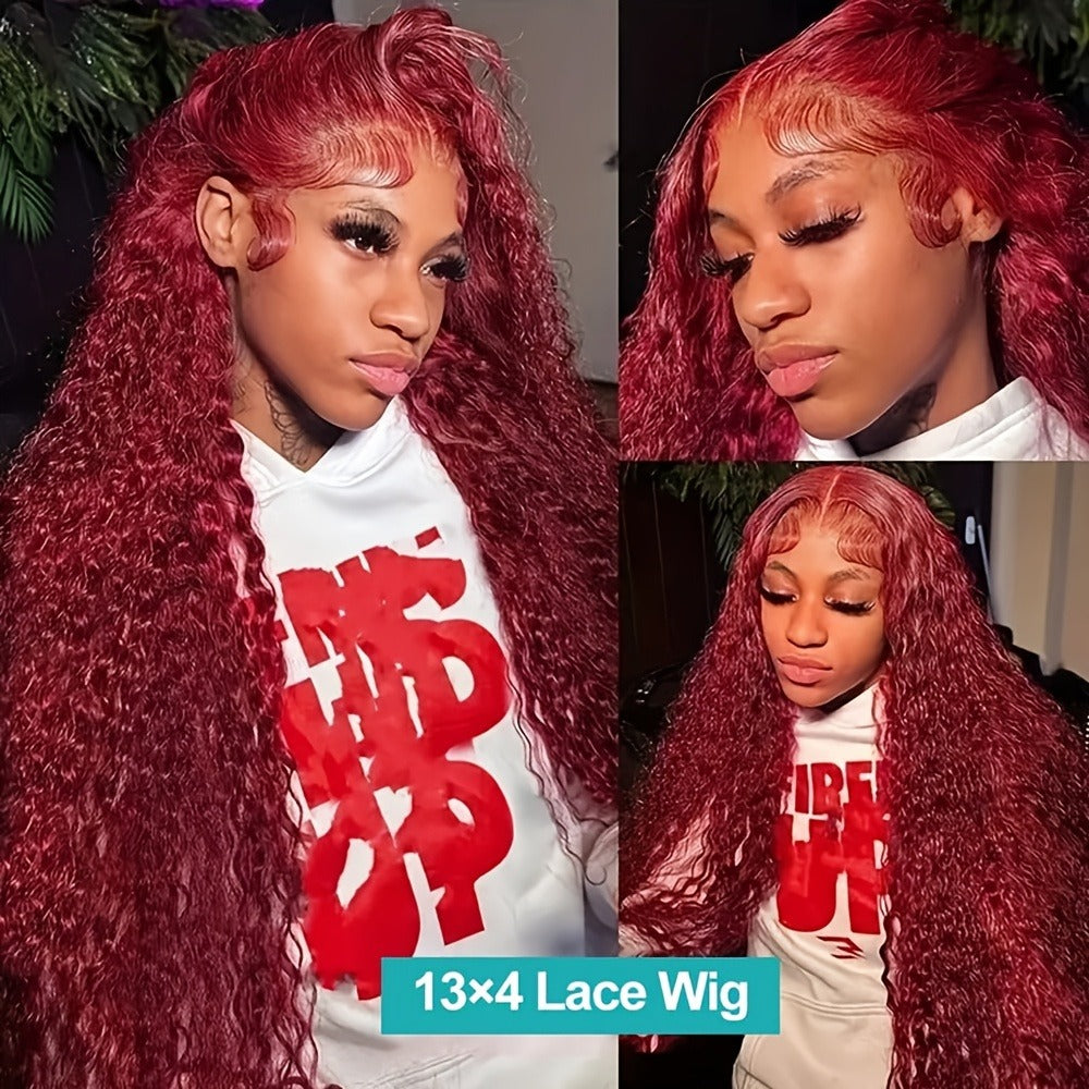 Lace Front Wig 24in Deep Curly Style with 13x4 Lace, 180% Density and Ginger Orange Color Choice