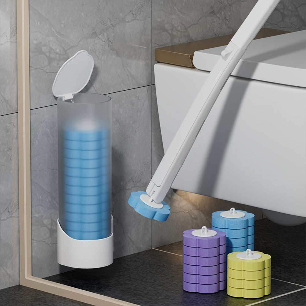 Disposable Toilet Brush Set with Replaceable Heads – 7-Piece Bathroom Cleaning Kit, Portable & Durable