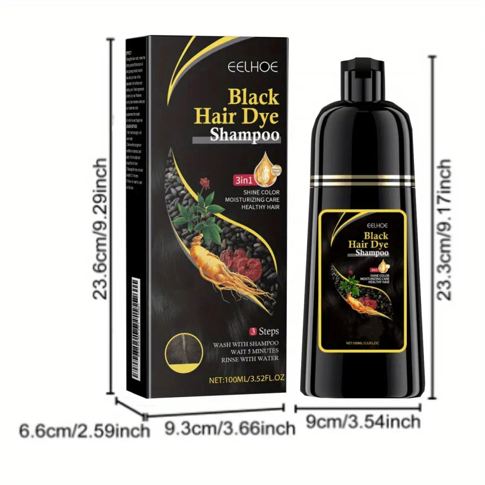 Hair Color Shampoo, EELHOE 3-in-1 Six-Bottle 3.38oz Set in Black, Brown or Mixed Color Packs